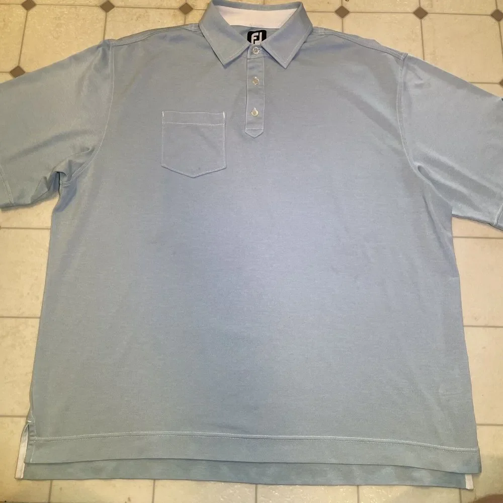 Footjoy Polo Golf Shirt Blue‎ Men's Size XL Lisle Short Sleeve PGA - Picture 3 of 10